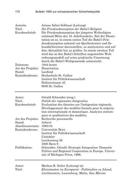 German (PDF) - Center for Security Studies (CSS) - ETH Zürich