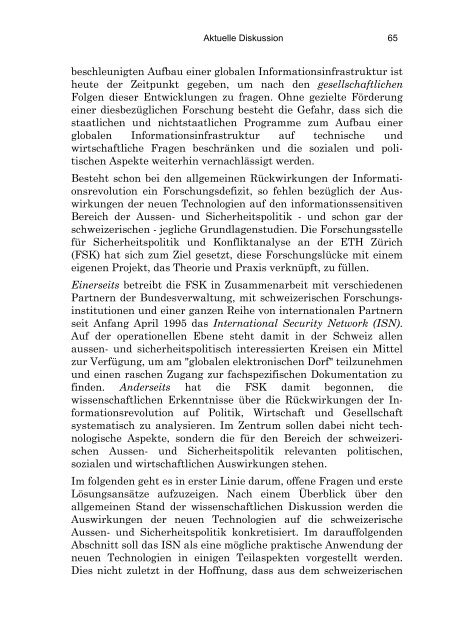 German (PDF) - Center for Security Studies (CSS) - ETH Zürich