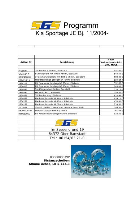 Kia Sportage JE Bj. 11/2004- - SGS