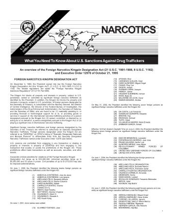 An overview of the Foreign Narcotics Kingpin Designation Act (21 ...