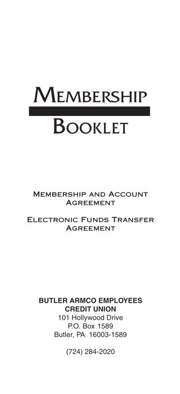 Membership Handbook - Butler ARMCO Employees Credit Union