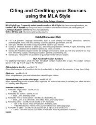 Citing and Crediting your Sources using the MLA Style - Indian River ...