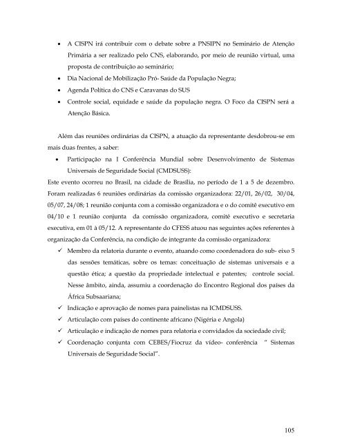 Relatório de Atividades CFESS - 2010