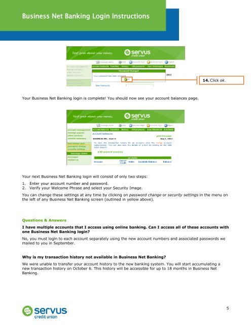 Business Net Banking Login Instructions - Servus Credit Union