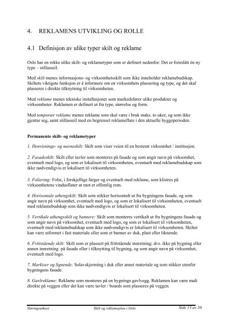Skilt- og reklameplan for Oslo med juridisk bindende retningslinjer