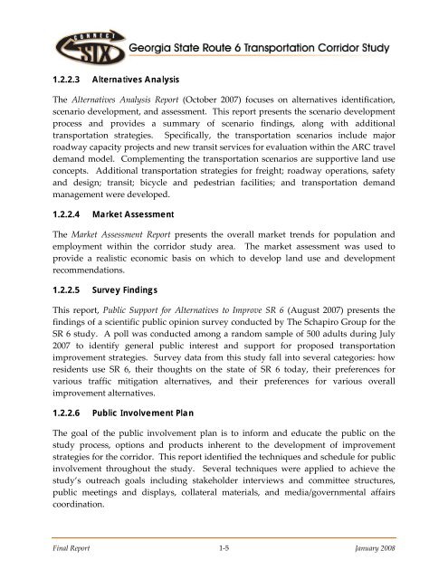 State Route 6 Corridor Study Final Report - Cobb County Government