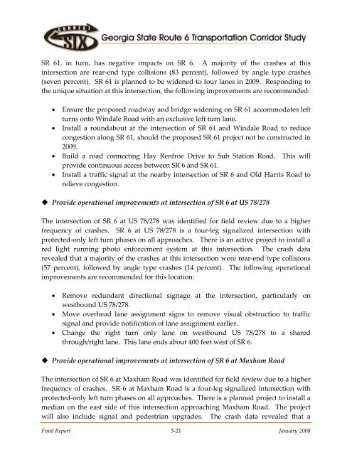 State Route 6 Corridor Study Final Report - Cobb County Government