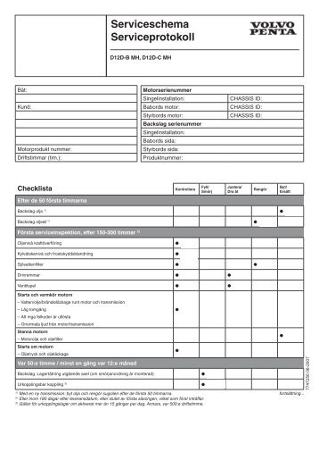 Serviceschema Serviceprotokoll - Volvo Penta Service