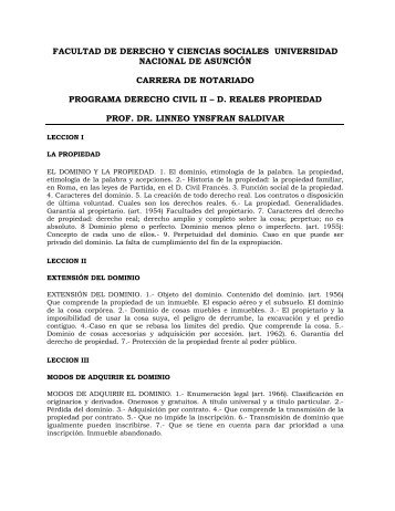 derecho reales propiedad - Facultad de Derecho