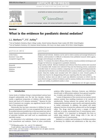 What is the evidence for paediatric dental sedation?