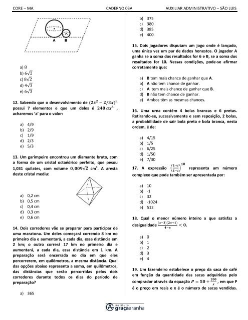 Prova de Auxiliar Administrativo de SÃ£o LuÃ­s