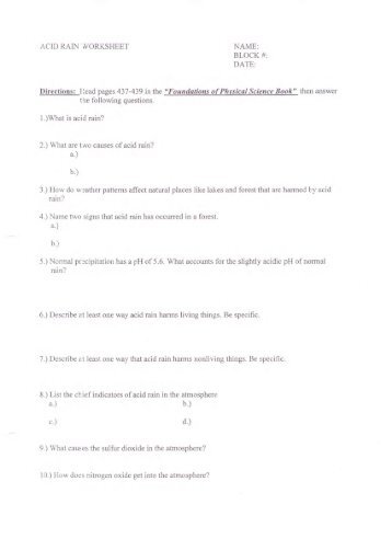 Acid Rain Worksheet.pdf - Pivonka