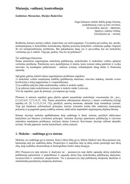 Visas straipsnis, pdf byla - Lietuvos mokslininkÅ³ sÄjunga