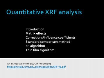 Quantitative X-ray fluorescence - Experimental Physics