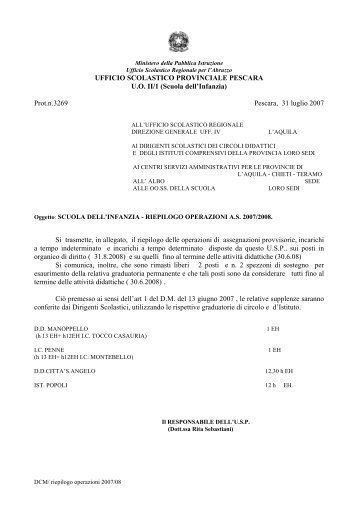 PROVVEDITORATO AGLI STUDI DI PESCARA - Ufficio Scolastico ...
