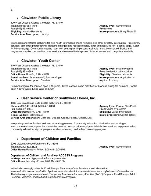 2012 Human Services Directory Hendry & Glades - United Way