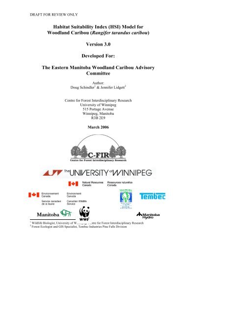 Habitat Suitability Index - Manitoba Model Forest Inc.