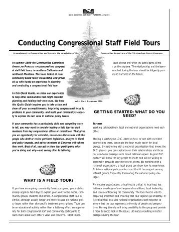 Conducting Congressional Staff Field Tours - Communities Committee