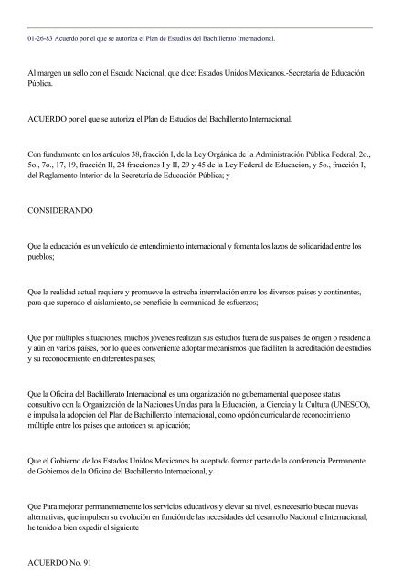 Acuerdo 91 Normateca Sep Secretaraa De Educacia N Paºblica