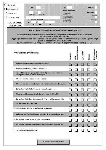 CORE-OM questionario in italiano