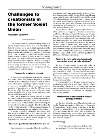 Challenges to creationists in the former Soviet Union