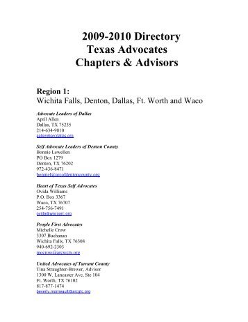 2009-2010 Directory Texas Advocates Chapters ... - The Arc of Texas