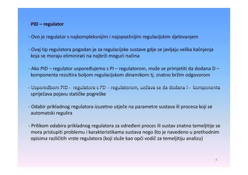 ODABIR REGULATORA - Za odreÄeni proces koji se Å¾eli ...