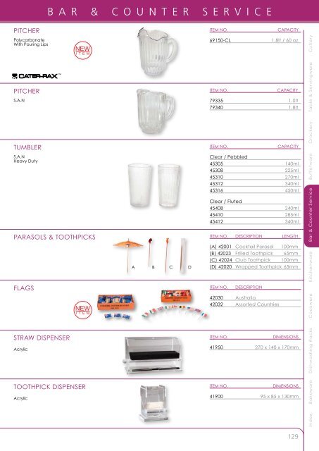 BAR & COUNTER SERVICE - Arafura Catering Equipment