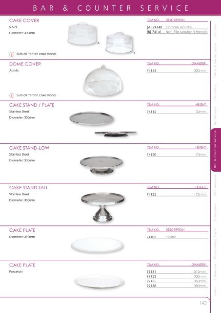 BAR & COUNTER SERVICE - Arafura Catering Equipment