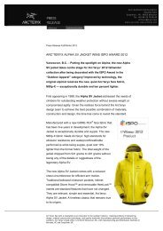 ARC'TERYX ALPHA SV JACKET WINS ISPO AWARD ... - Amer Sports