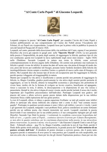 "Al Conte Carlo Pepoli " di Giacomo Leopardi. - Biagio Carrubba