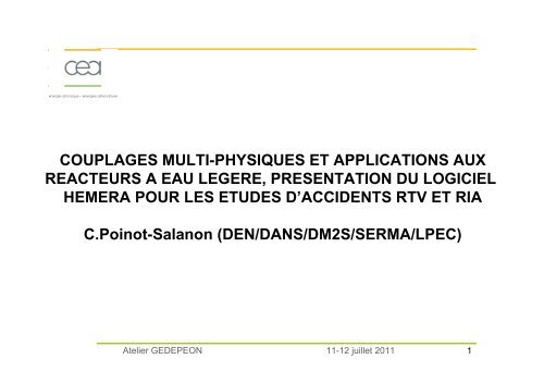 Couplages multi-physiques et applications aux ... - gedepeon