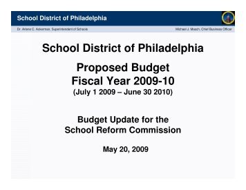 School District of Philadelphia Proposed Budget Fiscal Year 2009-10