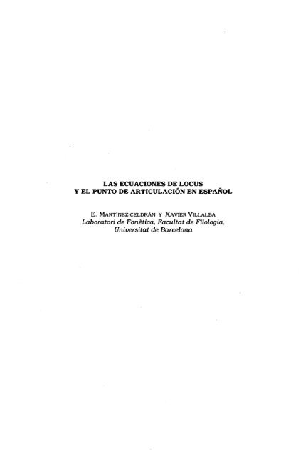 Las ecuaciones de locus y el punto de articulaciÃ³n en espaÃ±ol - RACO