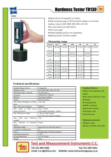 Hardness Tester TH130 - Test and Measurement Instruments CC