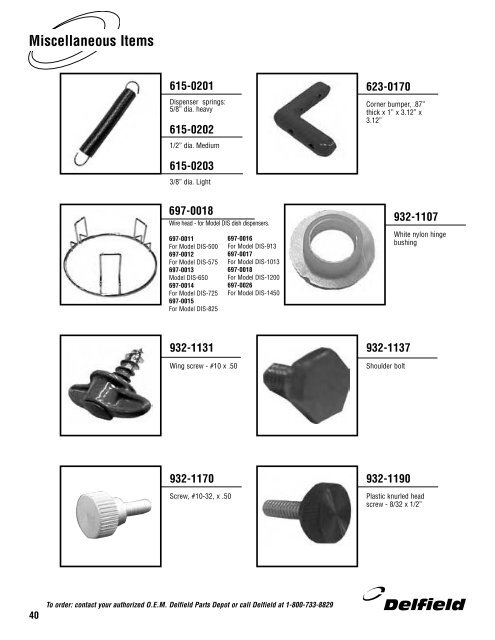 Delfield Parts Catalog