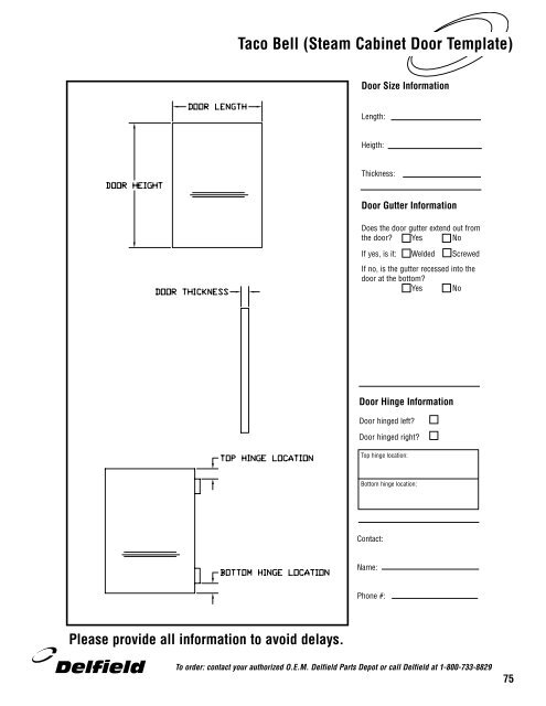 Delfield Parts Catalog