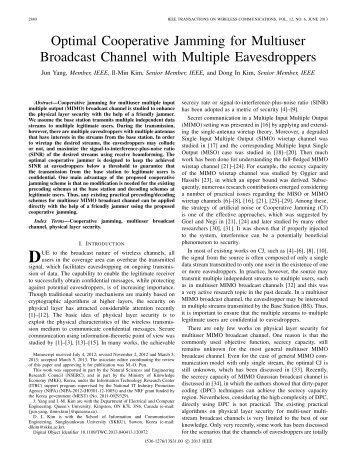 Optimal Cooperative Jamming for Multiuser Broadcast ... - IEEE Xplore