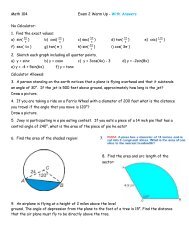 Math 104 Exam 2 Warm Up - With Answers No Calculator: 1. Find ...