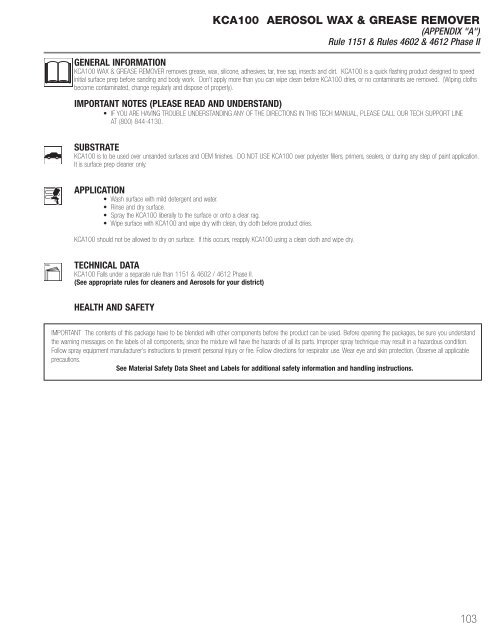 California Products and Application Procedures ... - House of kolor