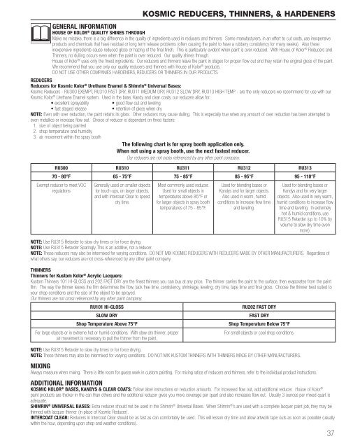 California Products and Application Procedures ... - House of kolor