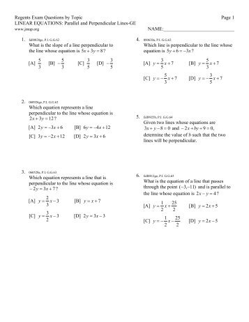 Regents Exam Questions by Topic Page 1 LINEAR EQUATIONS ...