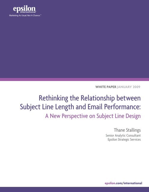 Rethinking the Relationship between Subject Line Length ... - Epsilon