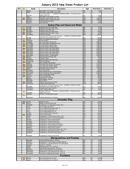 January 2013 New Items Product List - Excelligence Learning ...