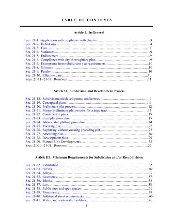 Subdivision Ordinance & Design Criteria Manual - City of Alvin