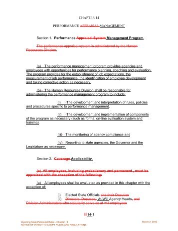 Chapter 14 Performance Management ... - State of Wyoming