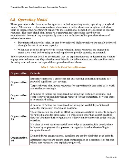 Translation Bureau Benchmarking and Comparative Analysis - Final ...