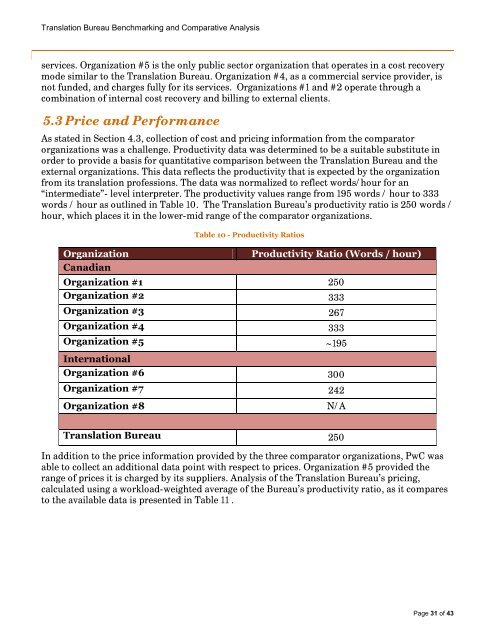 Translation Bureau Benchmarking and Comparative Analysis - Final ...