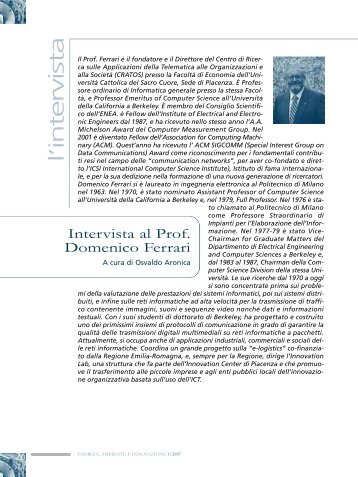 Intervista al prof. Domenico Ferrari - Enea
