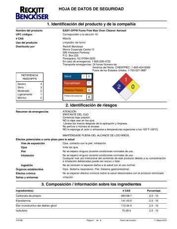 HOJA DE DATOS DE SEGURIDAD 1 ... - Reckitt Benckiser